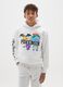 White cotton blend children's hoodie with Pokémon print_0
