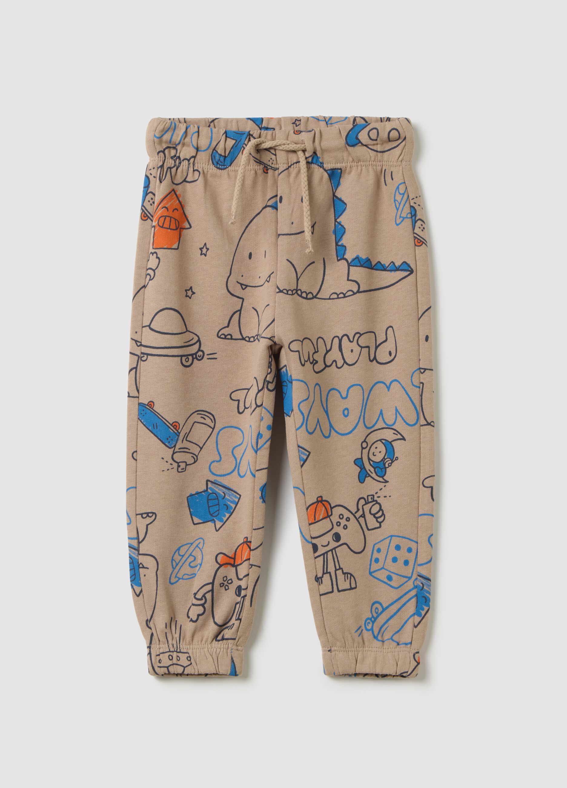 Children's beige cotton joggers