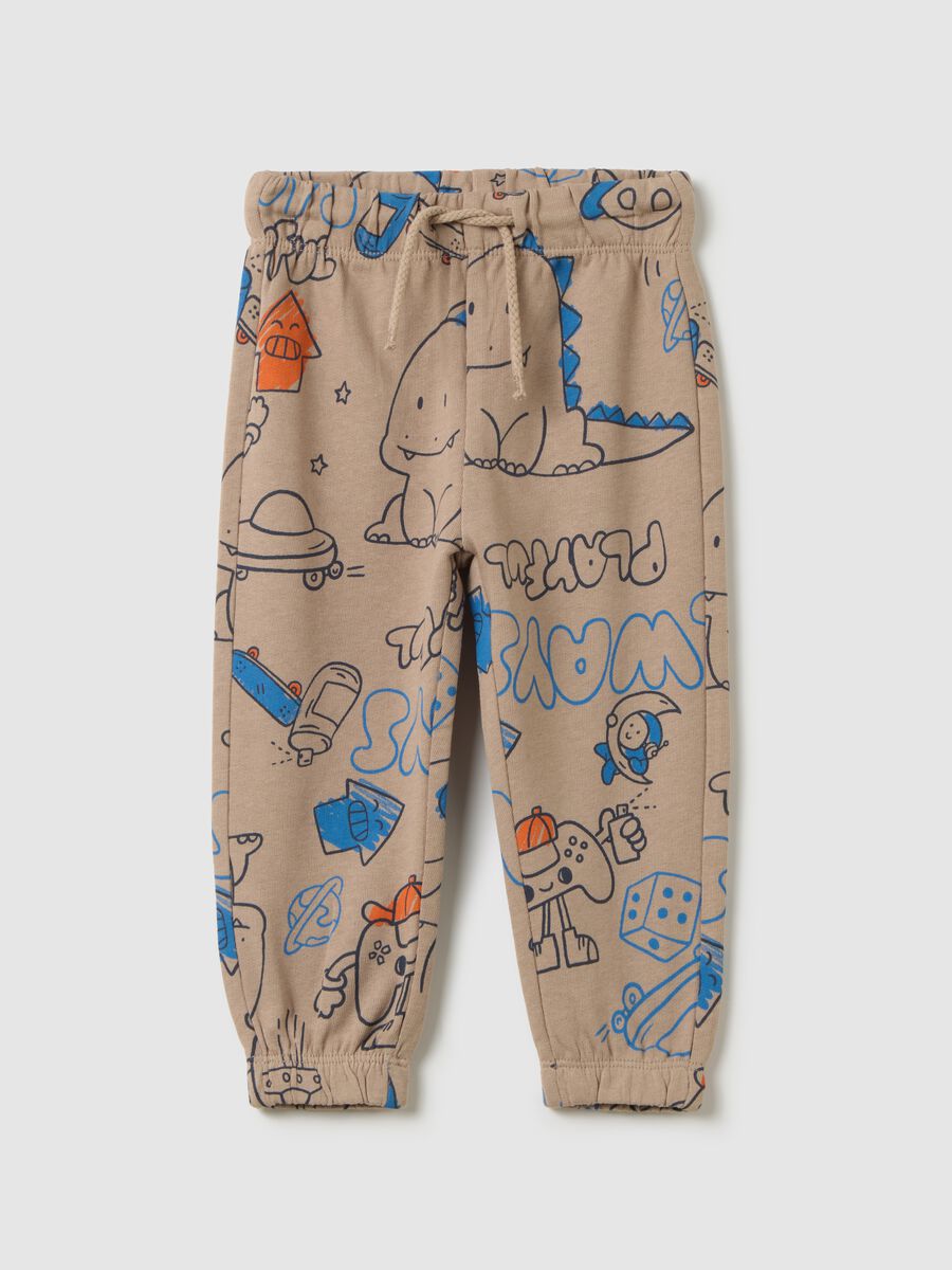 Children's beige cotton joggers_0