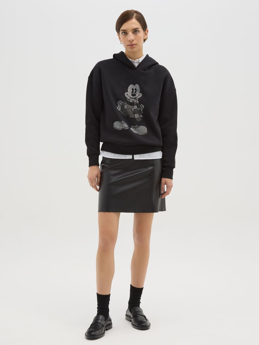 Felpa nera in misto cotone regular fit con stampa Disney_2