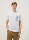 White pure cotton regular fit T-shirt with Gin tonic prints_1
