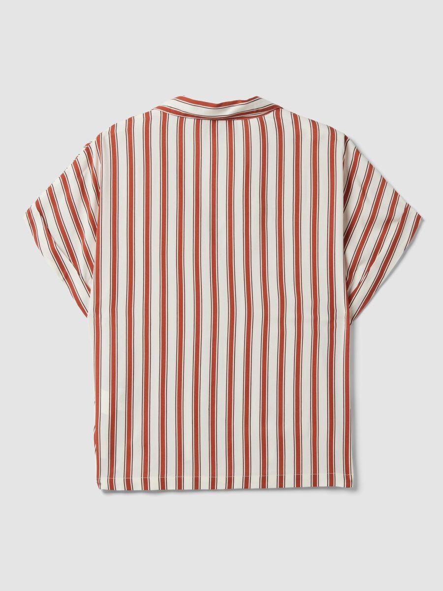Camicia multicolor a righe in pura viscosa a maniche corte over fit_6