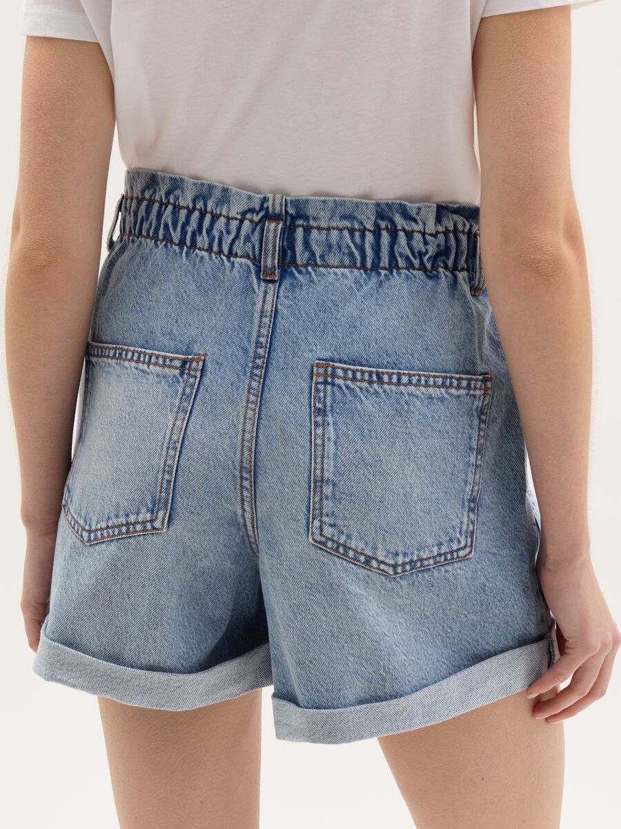 Denim paper bag shorts_2