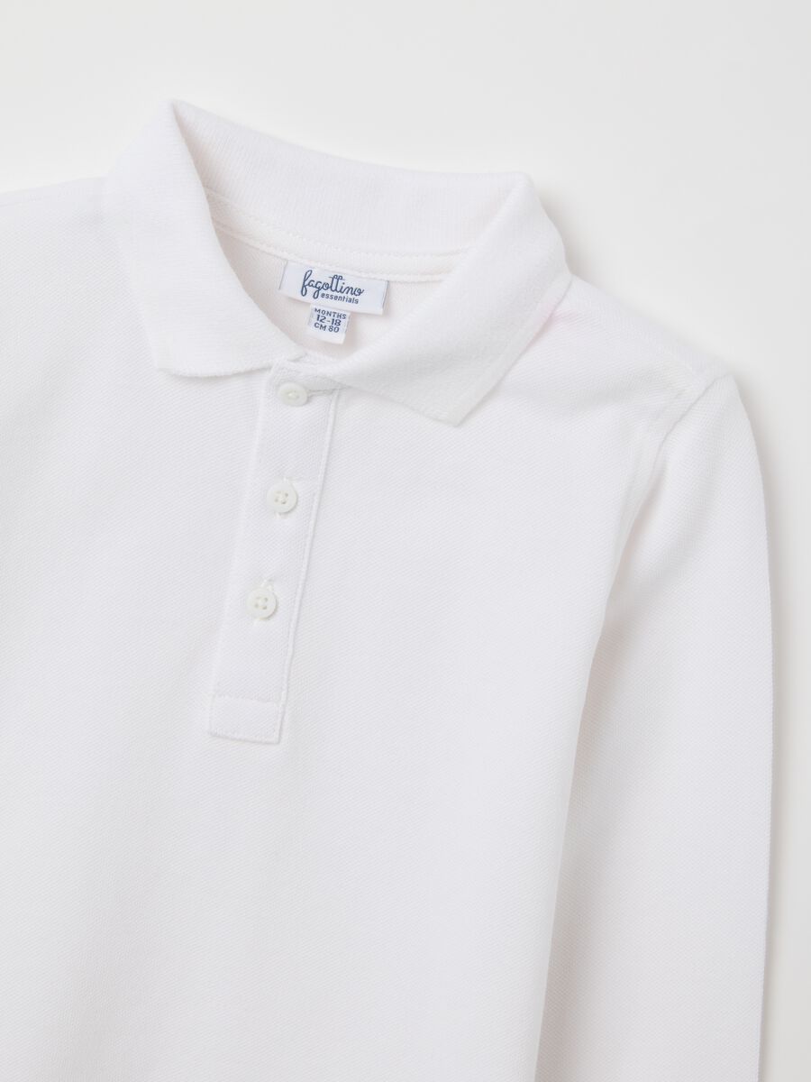 Baby polo shirt in pure white cotton regular fit_2