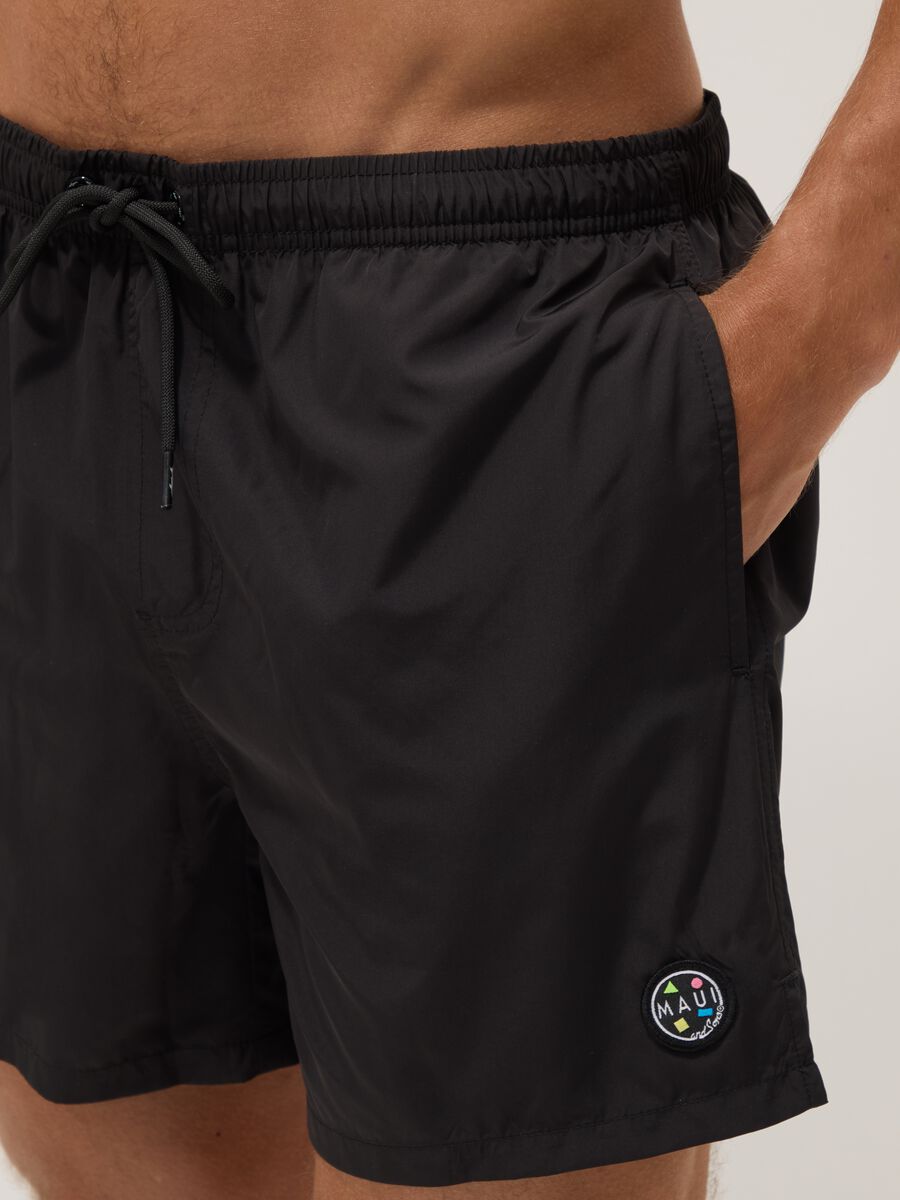 Boxer mare nero con vita elasticizzata e coulisse_3