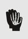 Black Skeleton Print Gloves_0