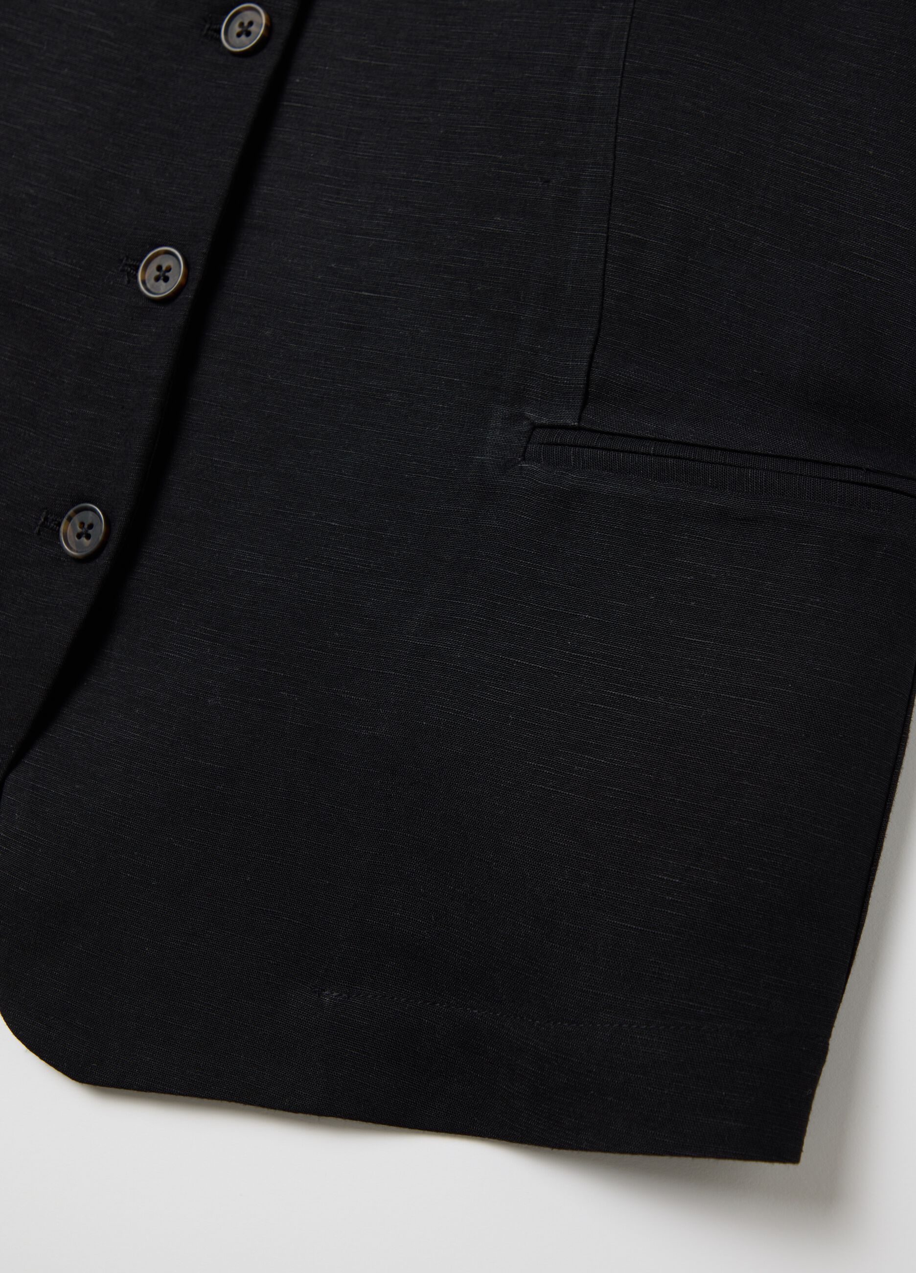 Gilet in lino e viscosa nero