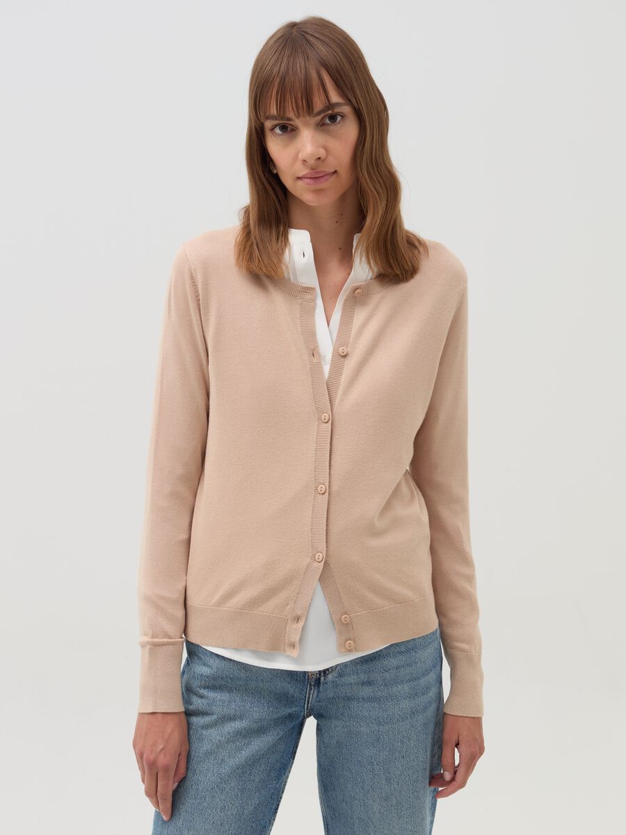 Cardigan with round neckline_0
