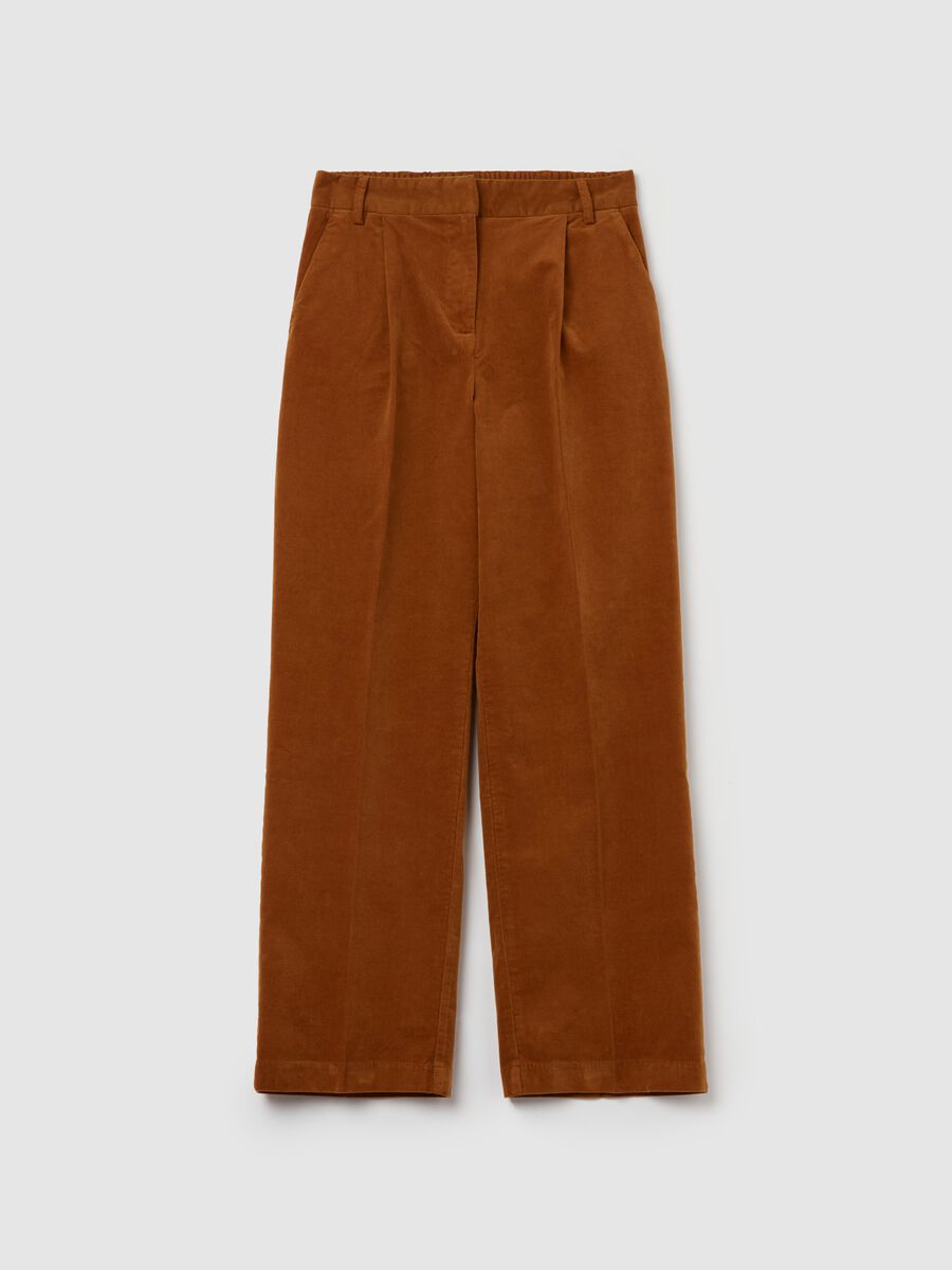 Pantalone straight fit in corduroy con pinces_4