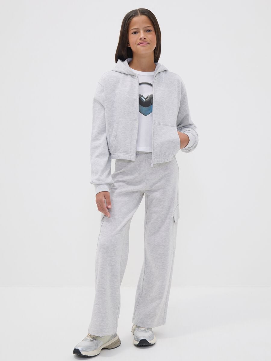 Girls&rsquo; grey cotton cargo culotte trousers_0