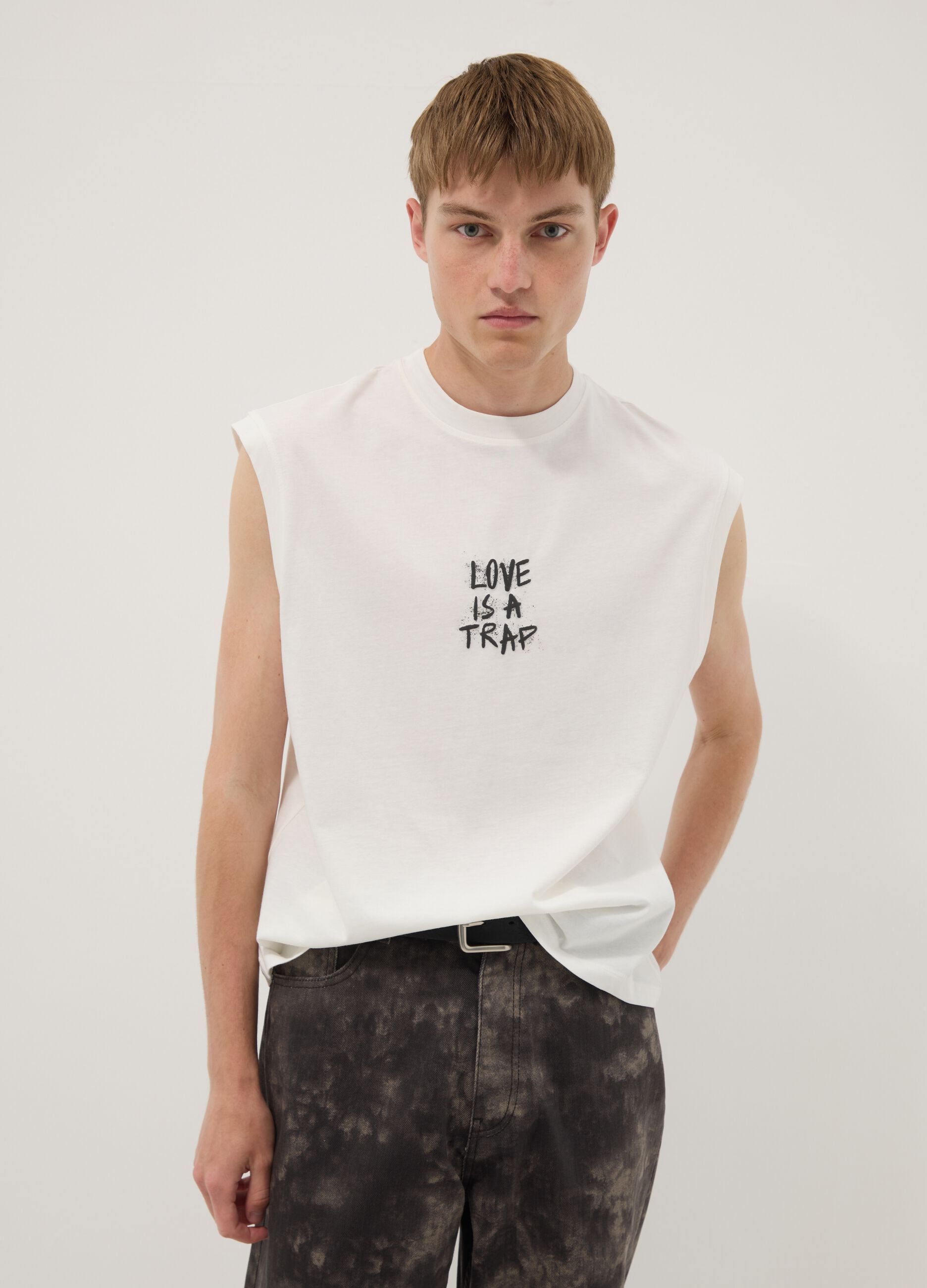 White pure cotton tank top
