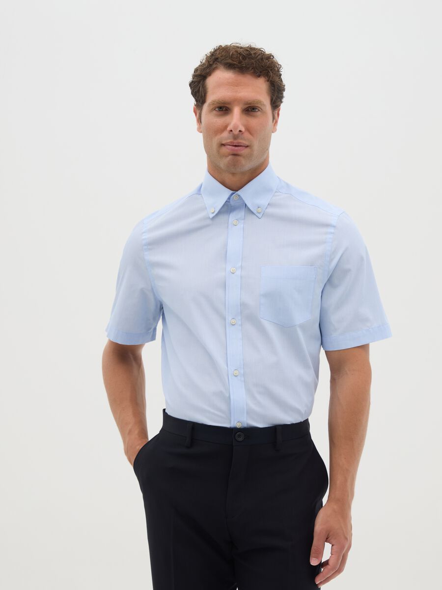 Men's Light Blue Cotton Blend Shirt Regular Fit_0