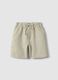 Beige linen blend oversized fit children's shorts_0