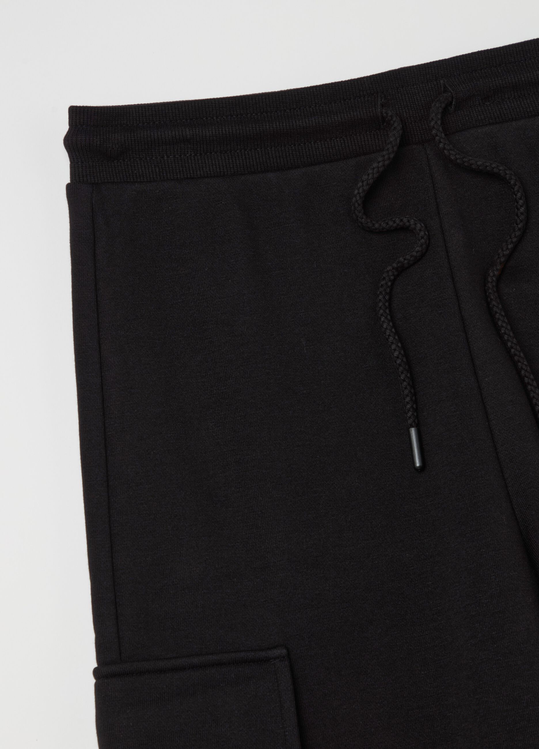 Cargo joggers in fleece with drawstring
