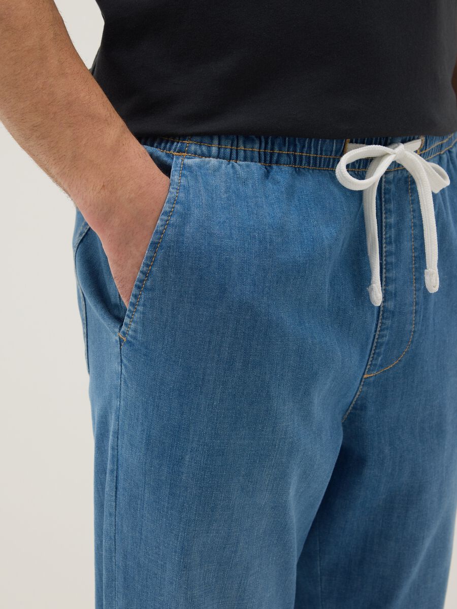 Regular fit azure stretch denim cotton jeans_3