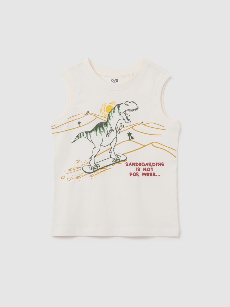 Kids' sleeveless white cotton vest regular fit_0