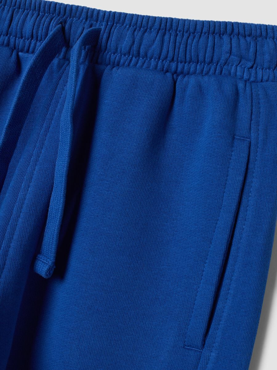 Pantaloni jogger blu in puro cotone organico con stampa_3