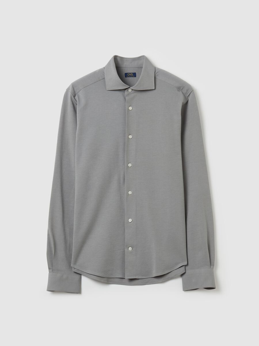 Solid colour regular-fit knit shirt_4