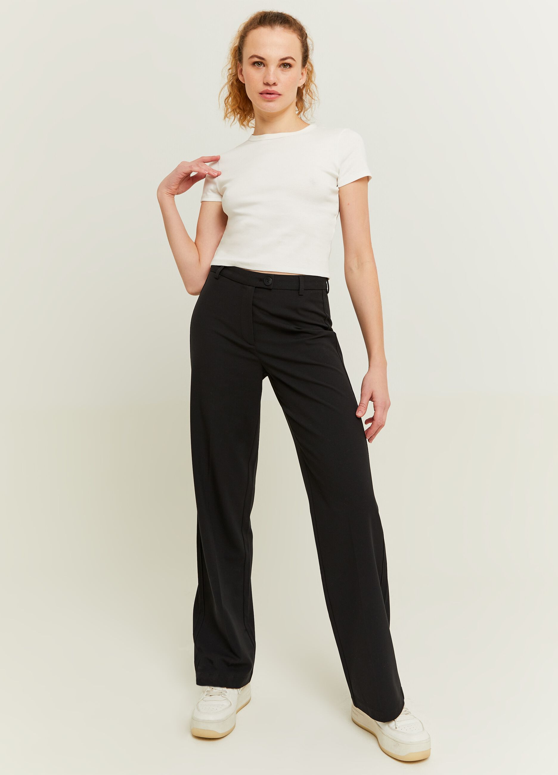 Straight-fit high-rise trousers