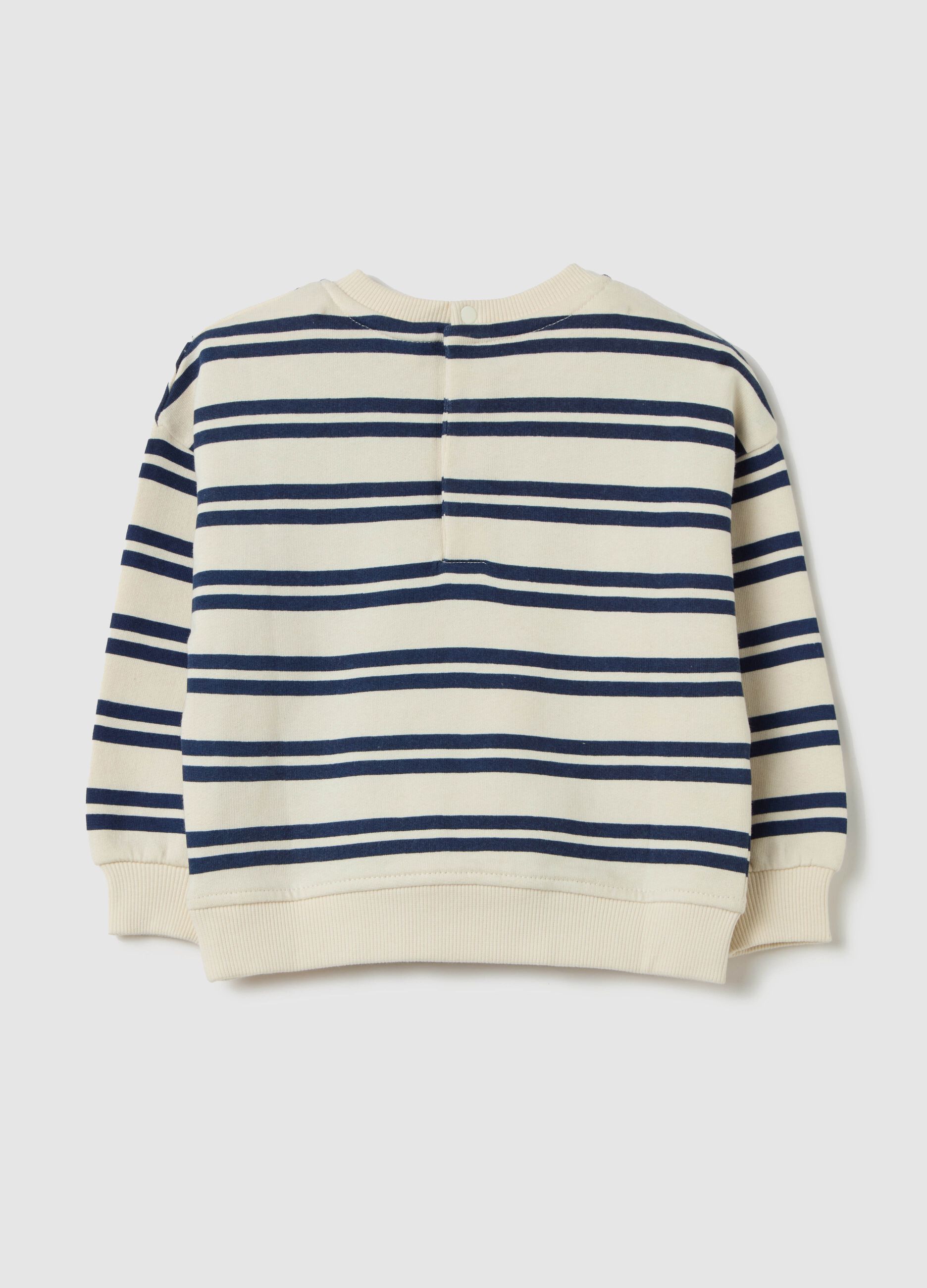 Sweatshirt in striped French terry with "Captain Friend" print