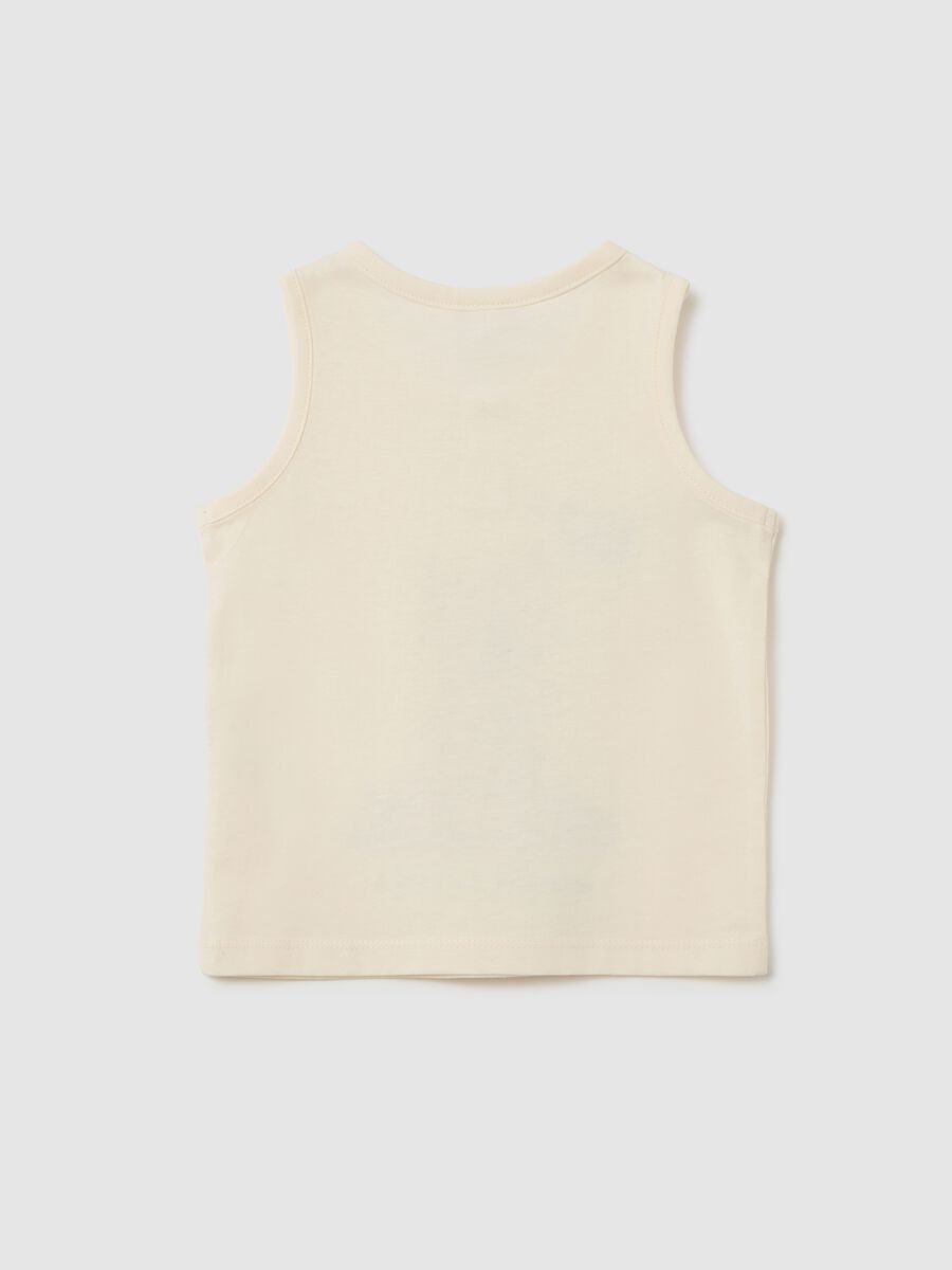 Beige Cotton Sleeveless Baby T-Shirt with Regular Fit_1