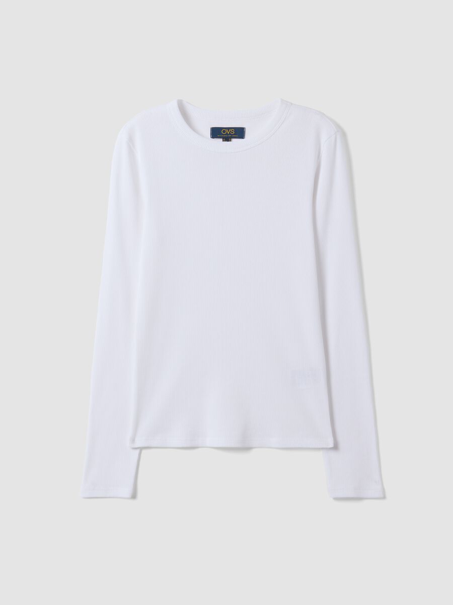 T-shirt bianca in puro cotone a maniche lunghe_4
