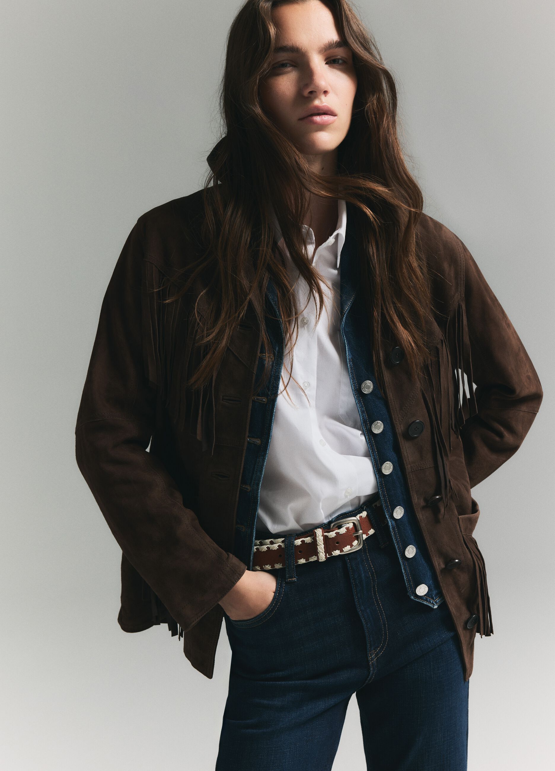 Slim fit pure cotton denim waistcoat