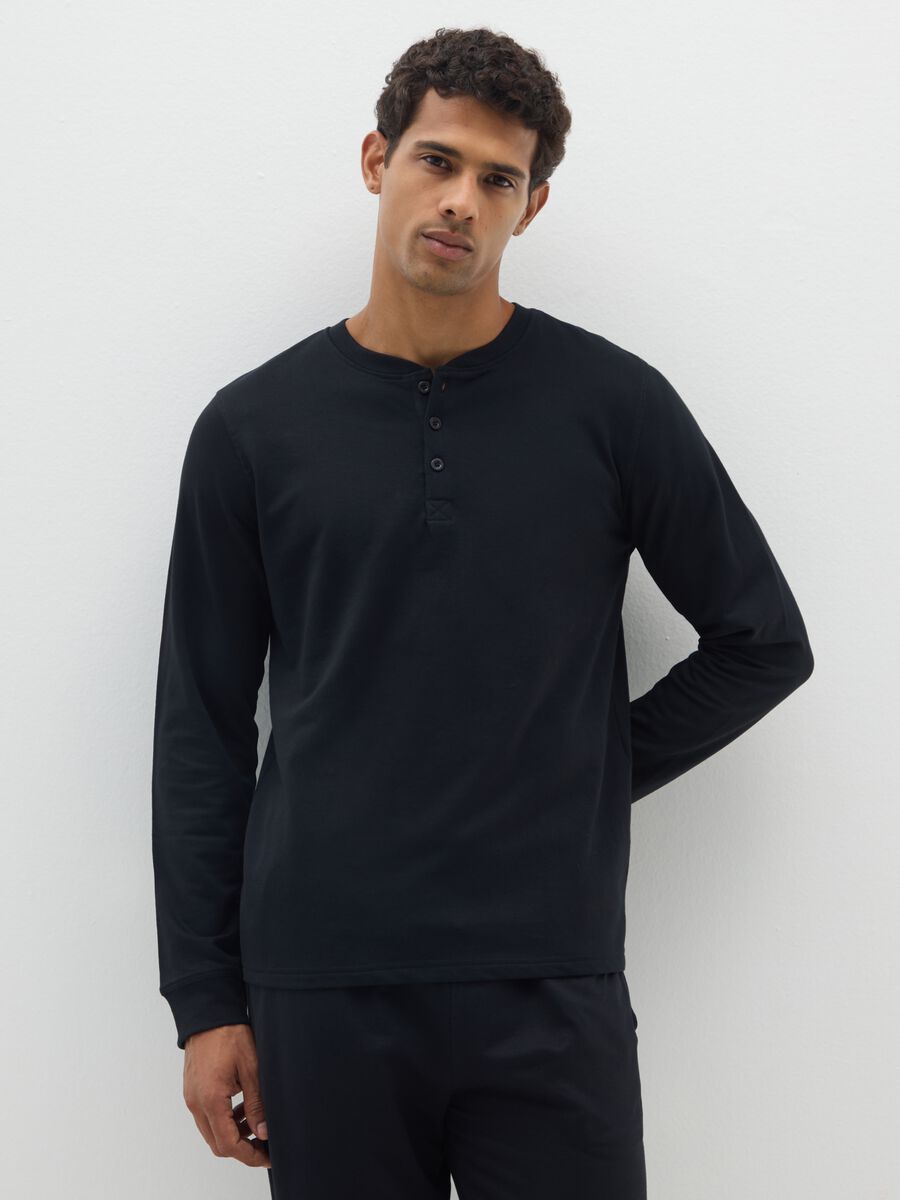 Pigiama in puro cotone nero regular fit_1
