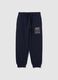 Pantaloni da bambino in puro cotone blu regular fit_0