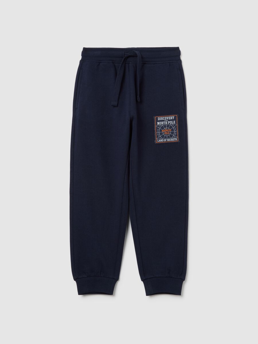 Pantaloni da bambino in puro cotone blu regular fit_0