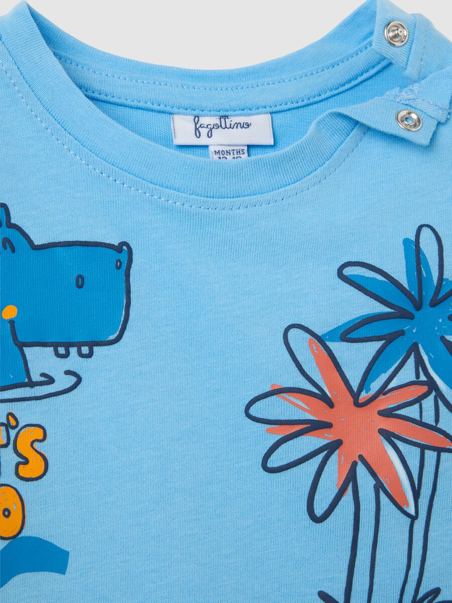 Baby blue cotton T-shirt with regular fit and print_2