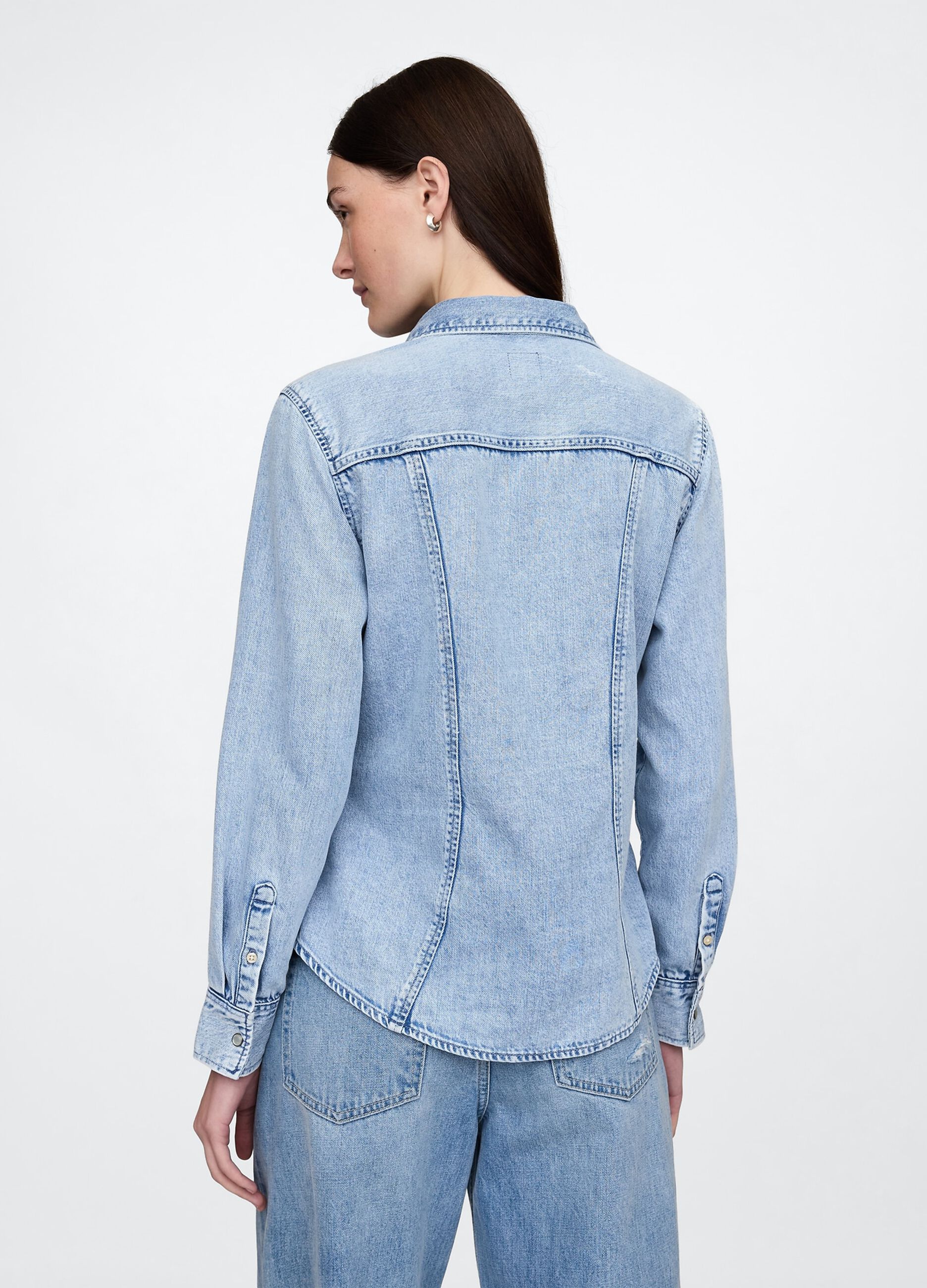 Denim Shirt with Snap Buttons