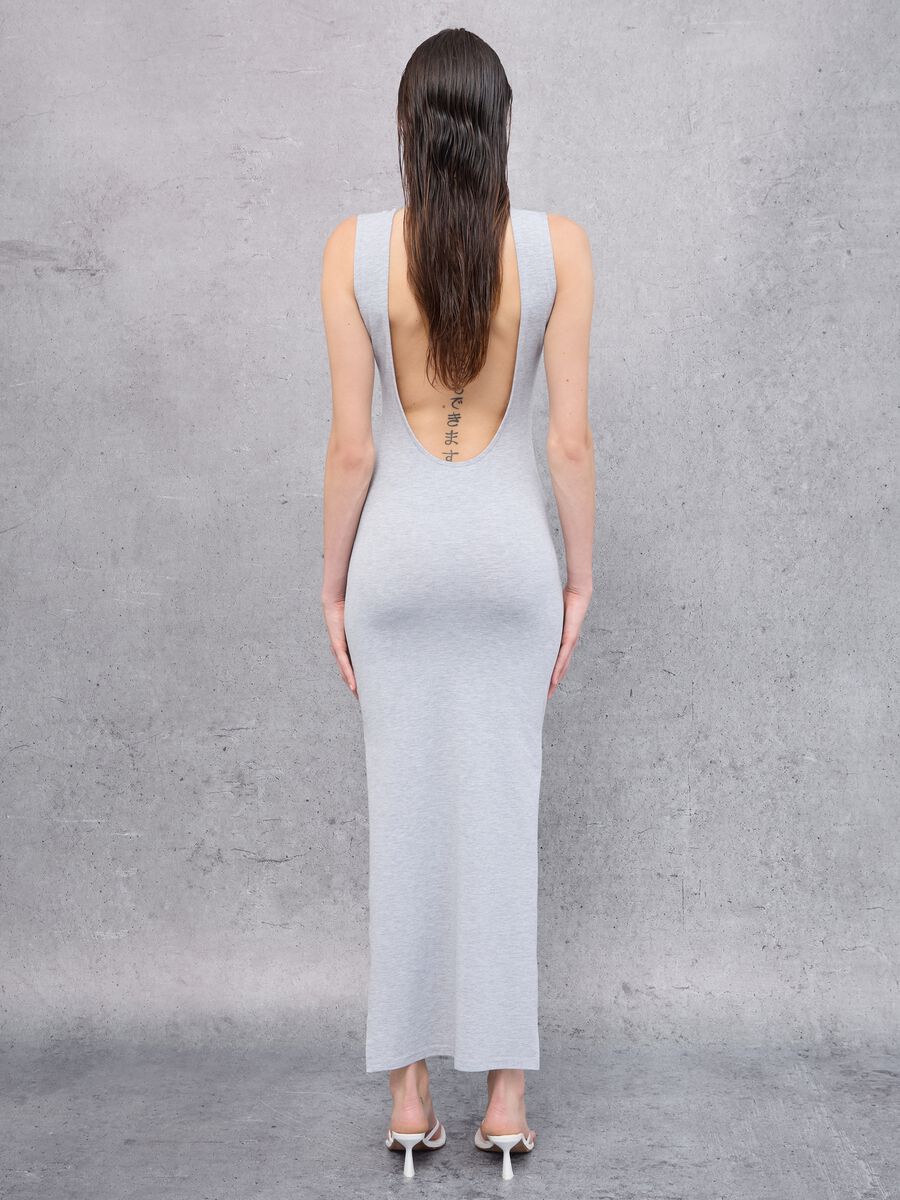 Grey Long Cotton Stretch Dress_5