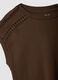 Brown pure cotton T-shirt with cut-out detailing_1
