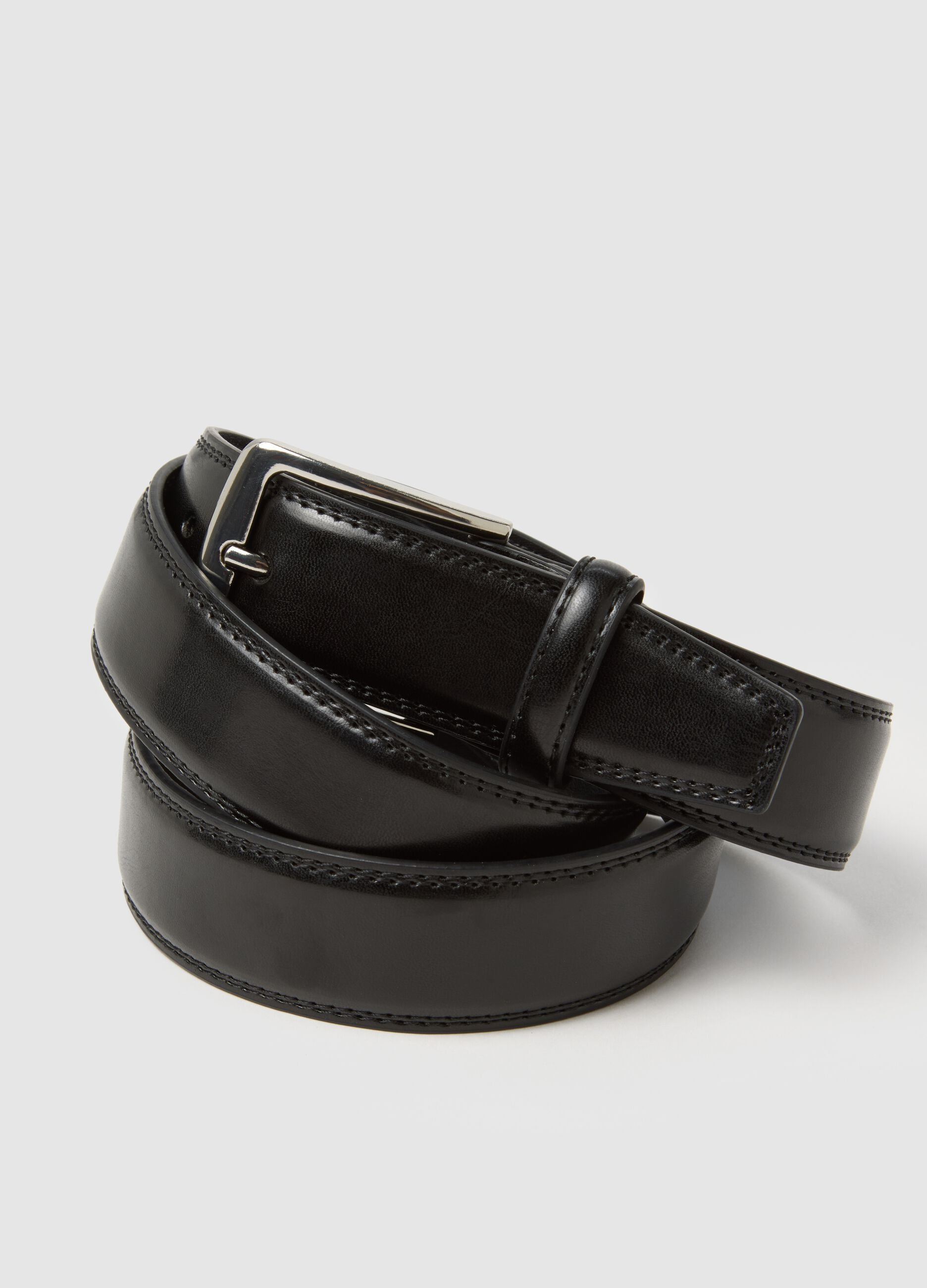 Black genuine leather belt