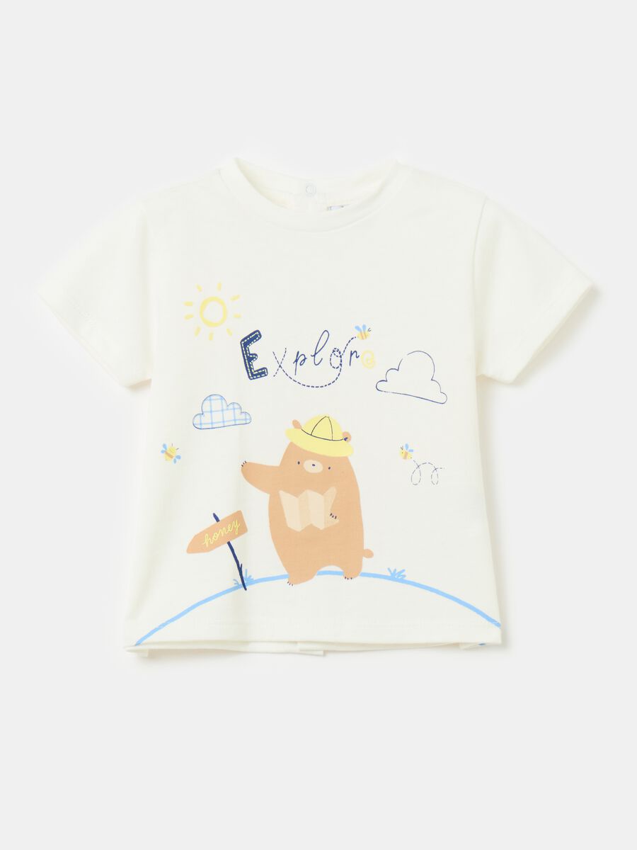 Organic cotton T-shirt with teddy bear print_0