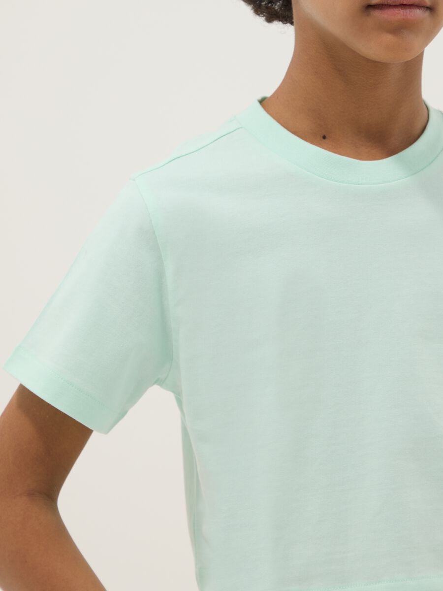 T-shirt in puro cotone verde da ragazza boxy fit_2