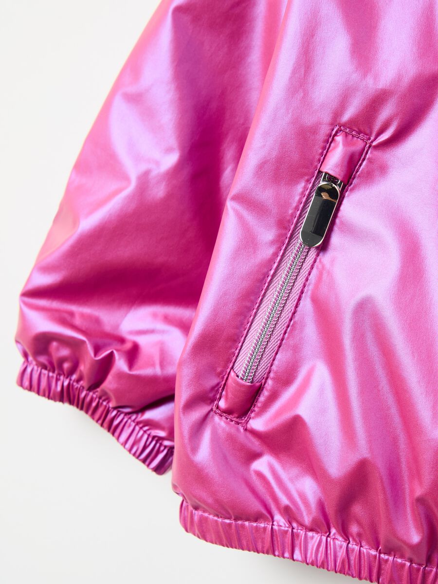 Shiny waterproof jacket with hood_3