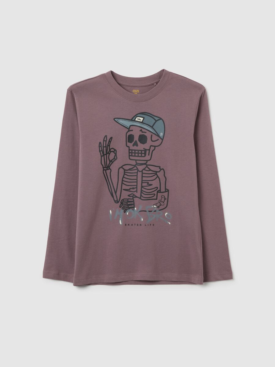 T-shirt da ragazzo in puro cotone viola regular fit_0
