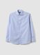 Light blue striped pure cotton dobby shirt with French collar, non-iron_4