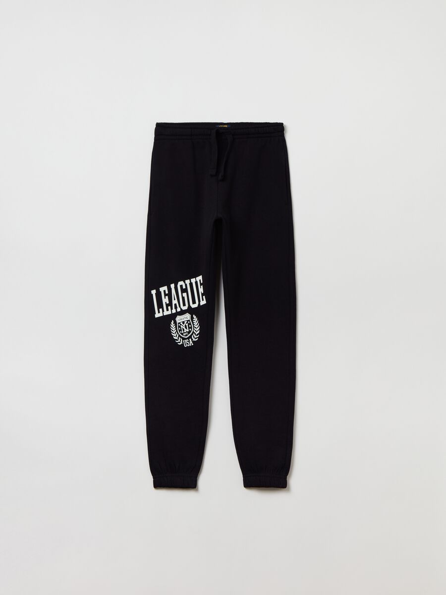 Joggers in felpa con coulisse e stampa_0