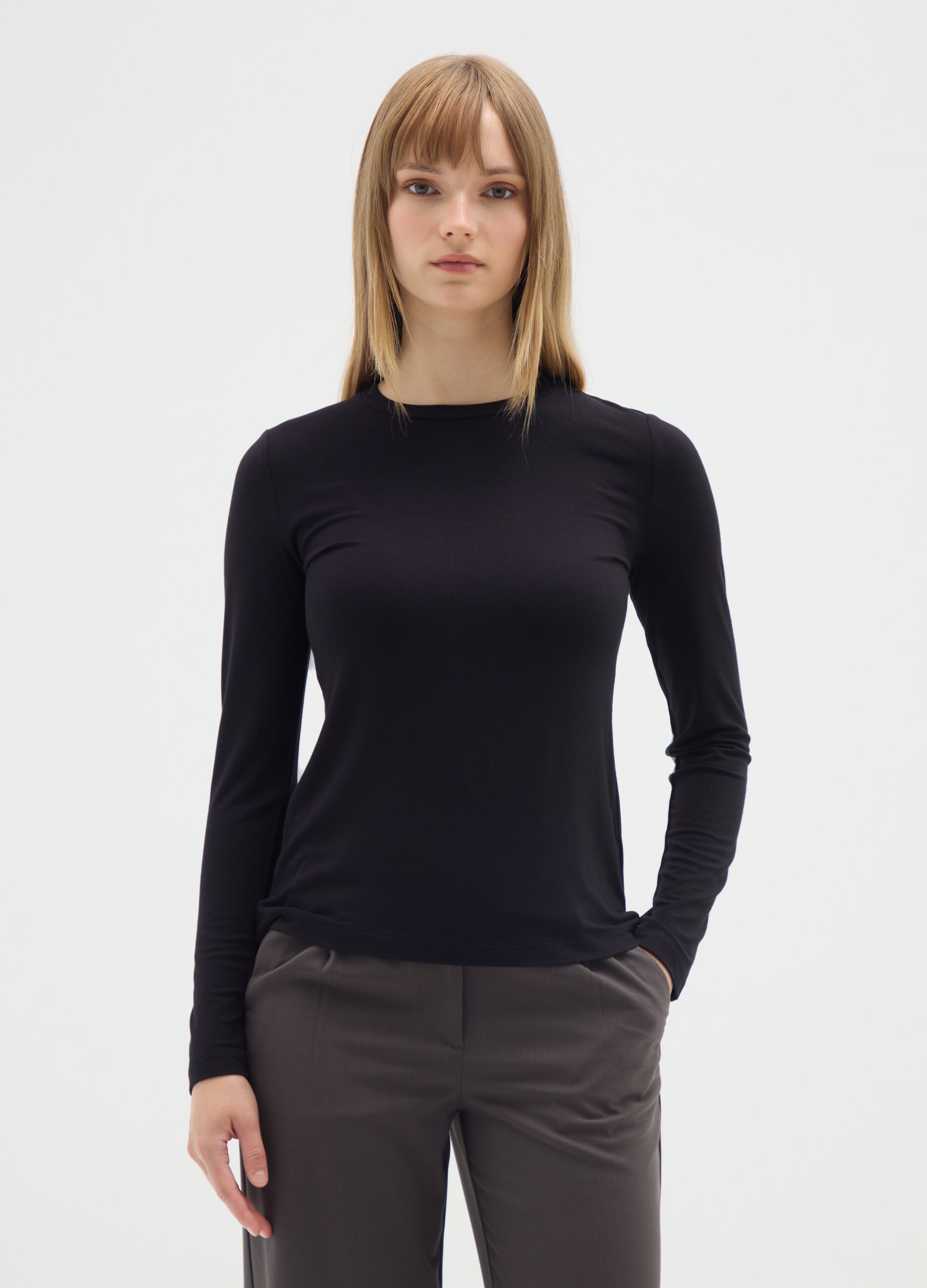 Black Stretch Regular Fit Jumper