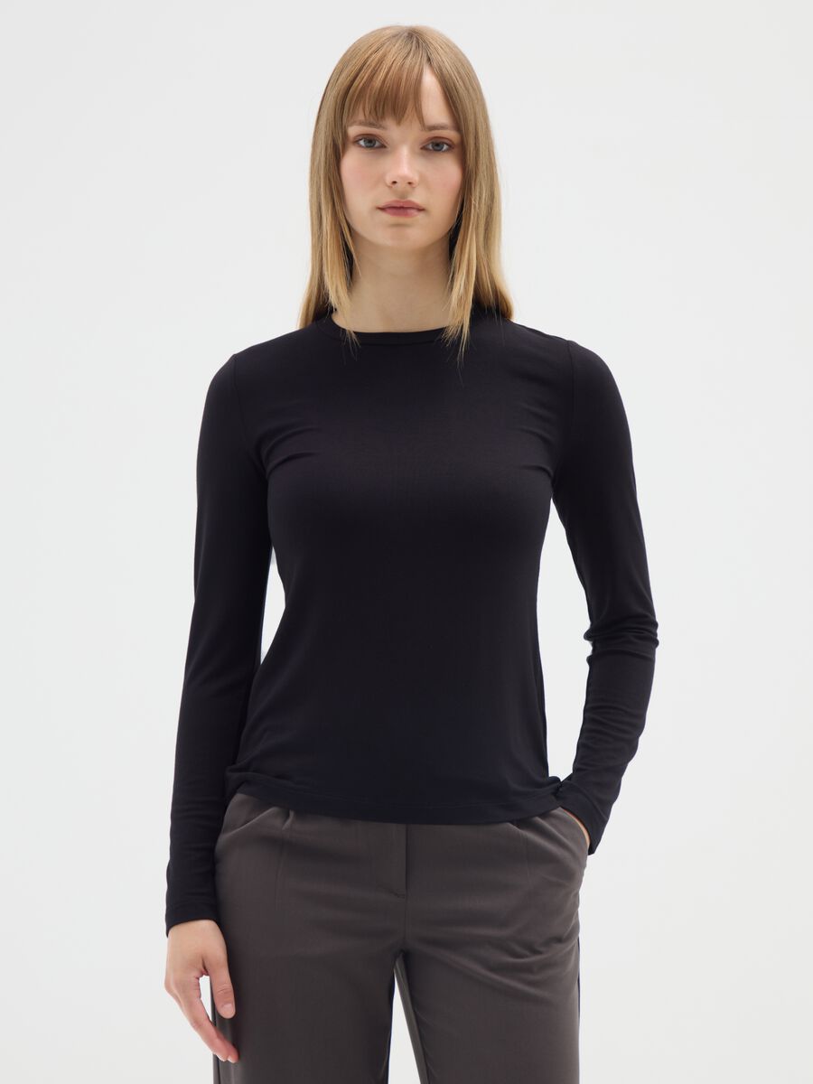Black Stretch Regular Fit Jumper_0