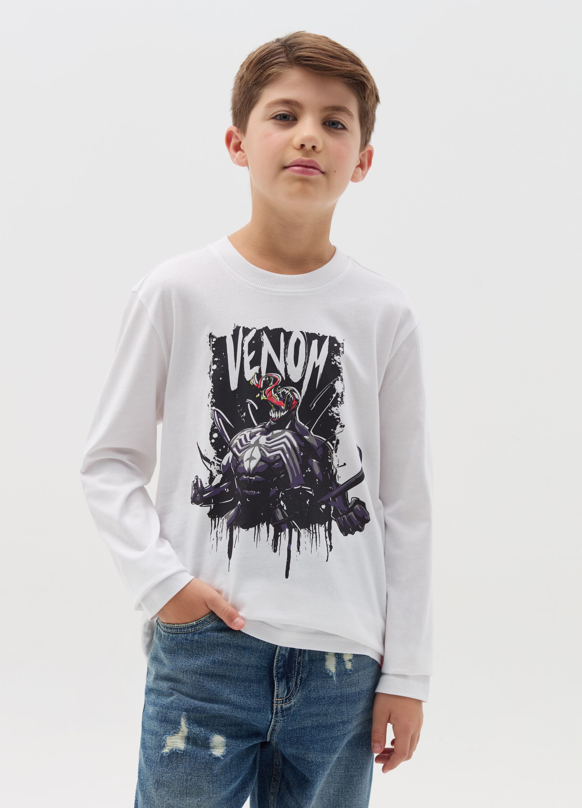 T-shirt a maniche lunghe con stampa Venom