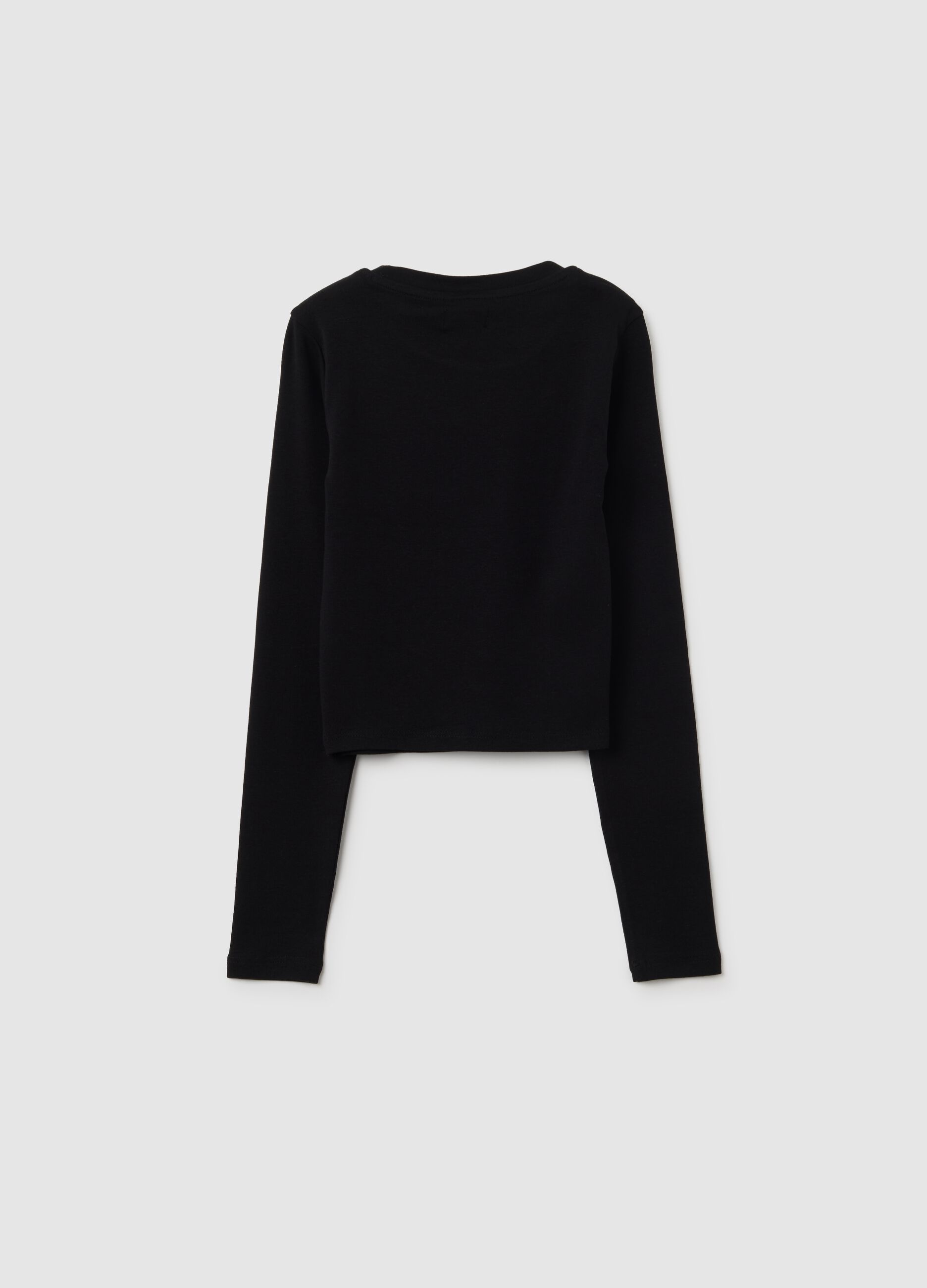 Girls' black stretch cotton regular fit top
