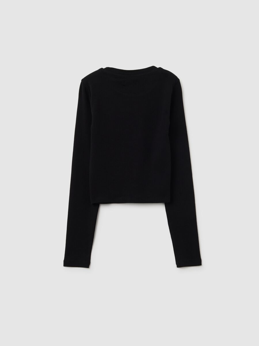 Girls' black stretch cotton regular fit top_1