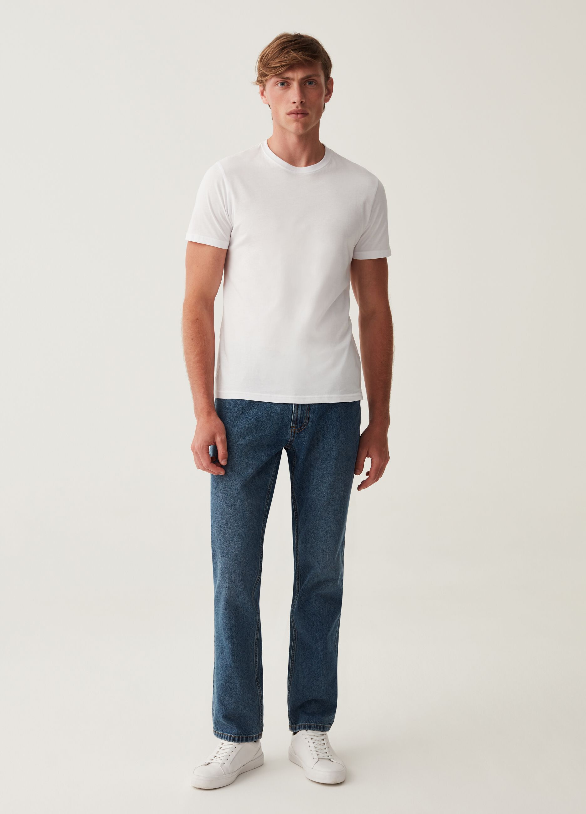Jeans regular fit acid wash cinque tasche_0