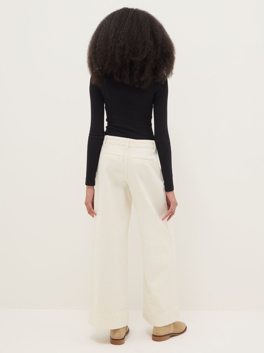 Girls' White Relaxed Leg Pure Cotton Trousers_1