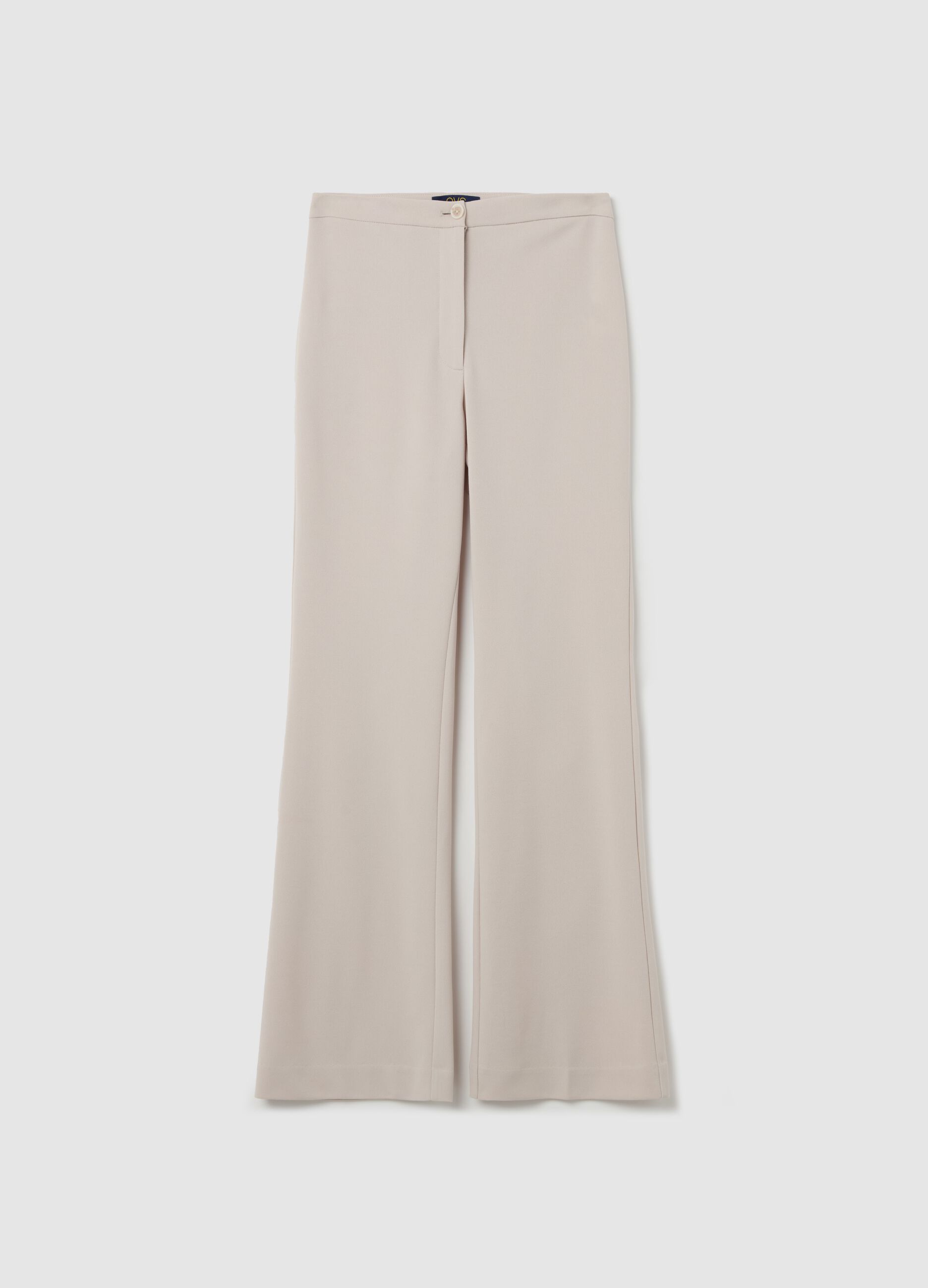 Solid colour flare-fit trousers