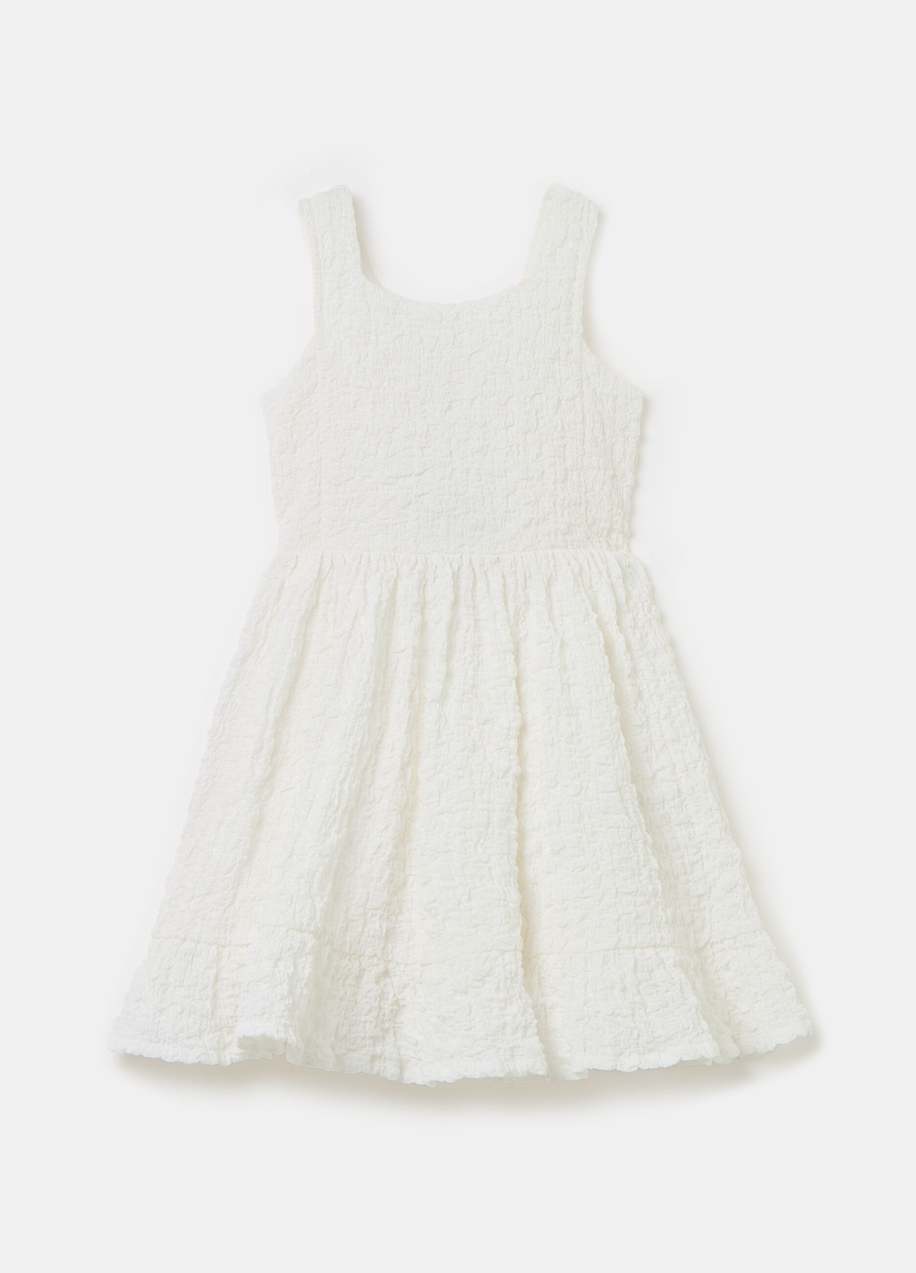Vestito crinkle con balza